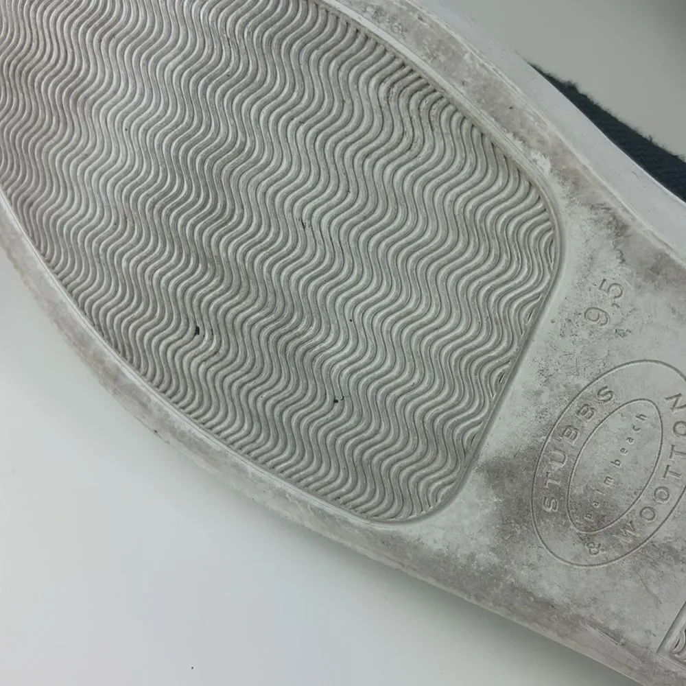 Stubbs and Wootton Men's Embroidered Nautical Linen Slip on Sneakers Size 9.5